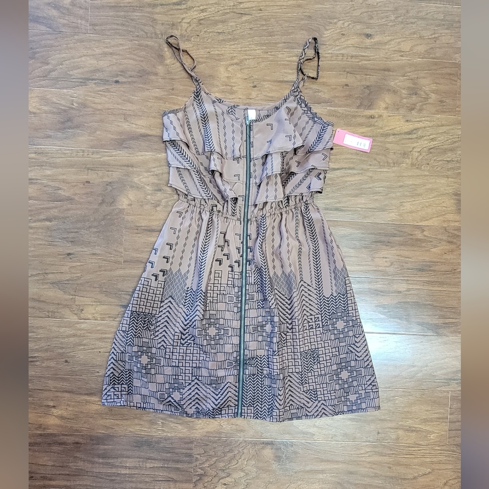Xhilaration Zip Up Ruffle Sundress Brown And Black Size Small NWT Never Worn